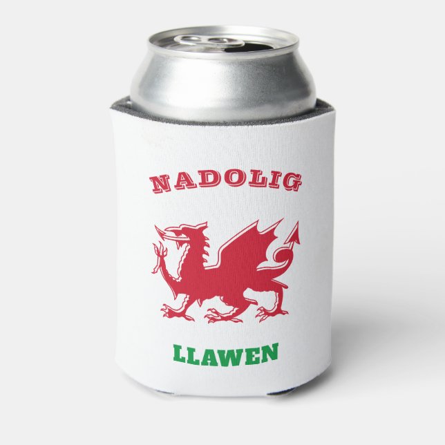 Porta-lata Nadolig Llawen Welsh Feliz Natal Simples Celta (Can Back)