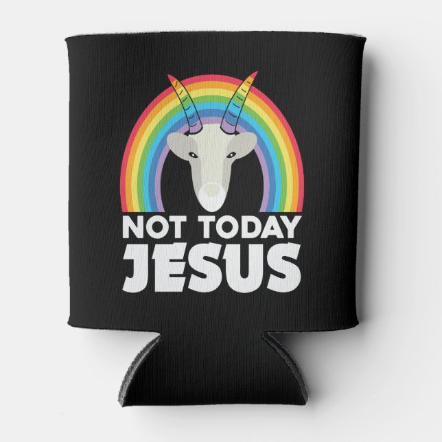 Porta-lata Não hoje Jesus Satã Goat (Frente)