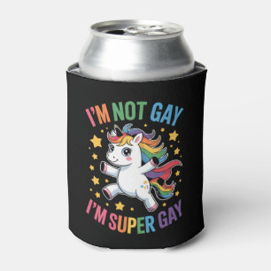 Porta-lata Não Sou Gay Sou Super Gay Unicórnio LGBTQ Orgulho