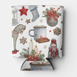 Porta-lata Natais vintages: Ilustrações de Brinquedos com Aqu