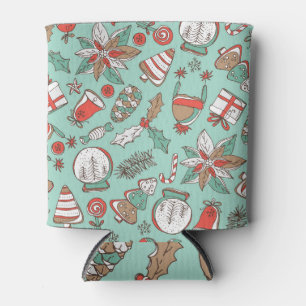 Porta-lata Natal Ano Novo: Desenho Da Mão Vintage