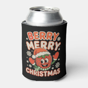 Porta-lata Natal Berry Alegre Festa Morango Natal Férias