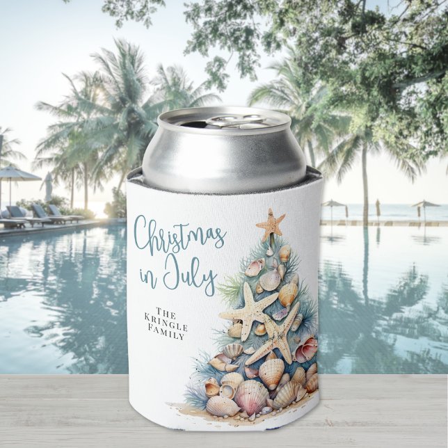 Porta-lata Natal de Praia em Julho (Beach Christmas In July Can Cooler)
