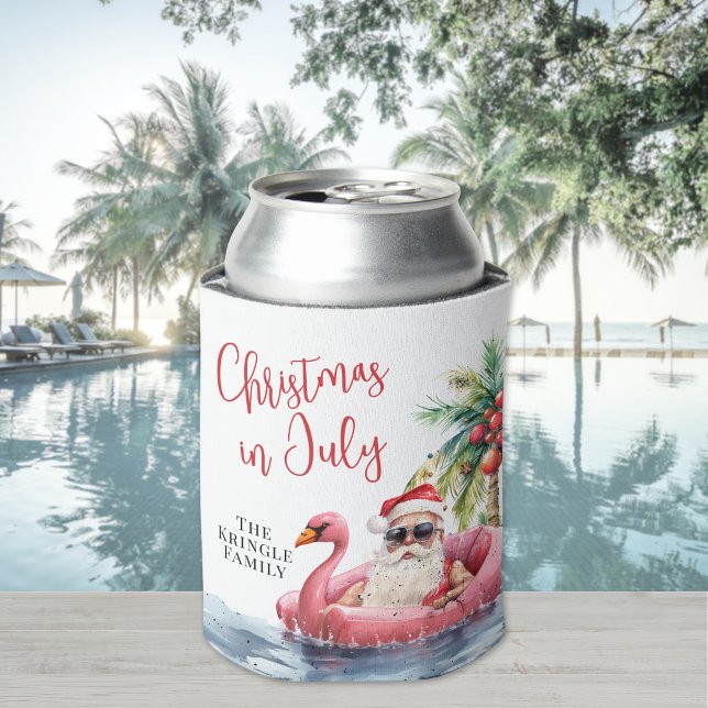 Porta-lata Natal de Praia em Julho (Beach Christmas In July Can Cooler )