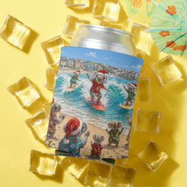 Porta-lata Natal divertido de surfe de coala óculos de sol vi