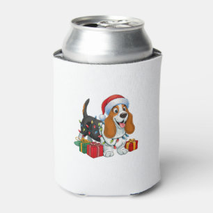 Porta-lata Natal do Cachorro do Cachorro do Basset Santa Houn