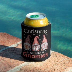 Porta-lata Natal em Família Com Meus Gnomos Xadrez de Búfalo