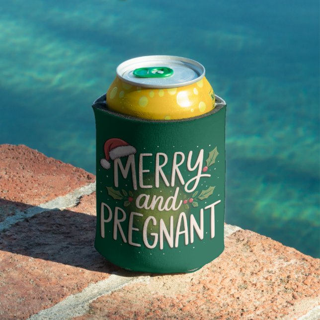 Porta-lata Natal Feliz e Grávida Anúncio de Gravidez (Piscina in situ)