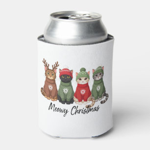 Porta-lata Natal Feliz Gatos Suéter Feio Rena Natal
