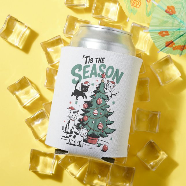 Porta-lata Natal Gato Retro Esta É A Época Meowy Catmas (Verão in situ)