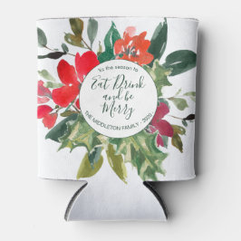 Porta-lata Natal Holly Wreath Floral Verde