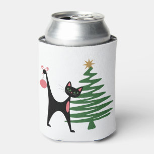 Porta-lata Natal Moderno de Meados do Século Anos 50 Gato Atô