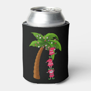 Porta-lata NATAL NA PRAIA impressão SANTAS ELVES PALM