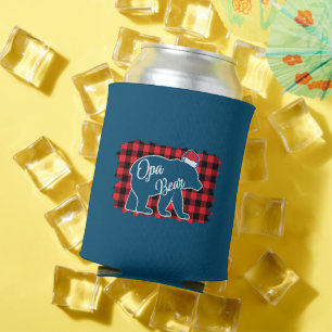 Porta-lata Natal Opa Bear Natal Fame de Xadrez Vermelha Buffa