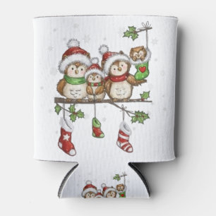 Porta-lata Natal para corujas amantes bonitinhos da família 