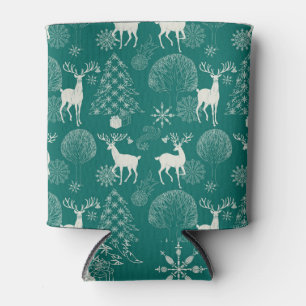 Porta-lata Natal vermelho festivo, floresta de inverno.
