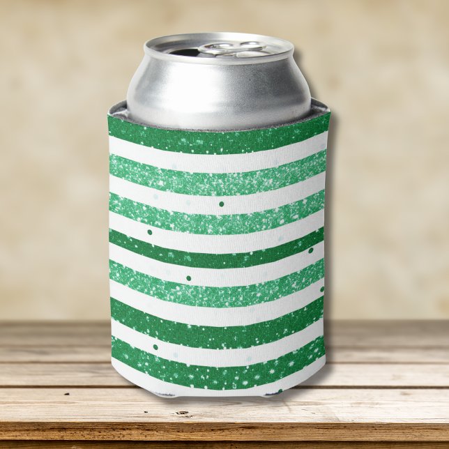 Porta-lata Nature Green White Horizontal Glitter Stripes (Criador carregado)