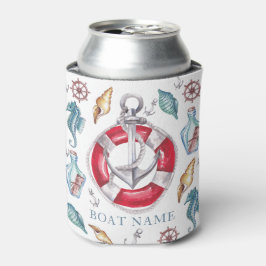 Porta-lata Náutica Personalizada de Aquarela de Barco