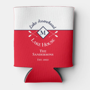 Porta-lata Náutico Red Modern Monogramas Lake House Consegue