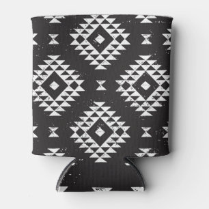 Porta-lata Navajo Geométrico: Tribal Branco Negro.