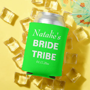 Porta-lata Neon Green Tribe Wedding Bridesmaid