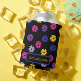 Porta-lata Neon on black pickleball, texto personalizado