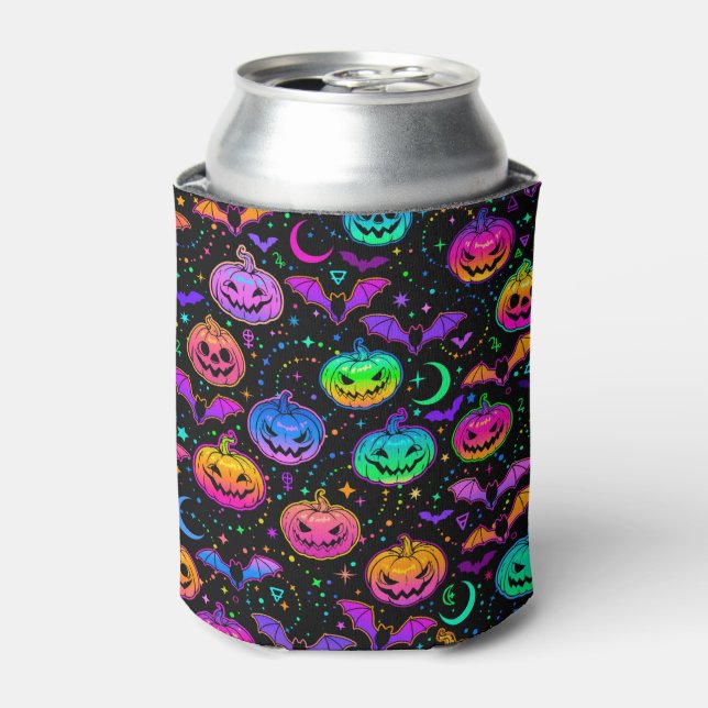 Porta-lata Neon Pumpkins Bats Luas e Estrelas (Can Front)