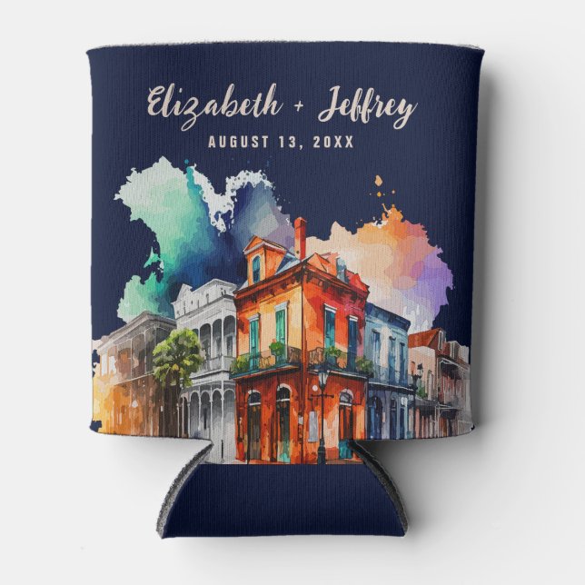 Porta-lata New Orleans Nola Louisiana - Casamento por Aquarel (Frente)