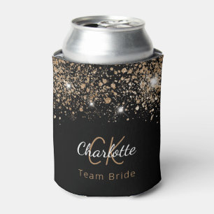 Porta-lata Noiva da Equipe dourado preto brilho monograma nom