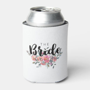 Porta-lata Noiva de Casamento Floral em Aquarela Chic
