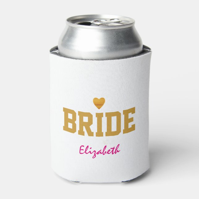 Porta-lata Noiva de Coração Dourada Personalizada (Can Front)