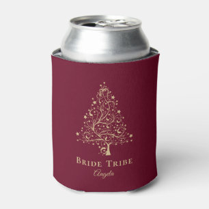Porta-lata Noiva Tribo Elegante Dourado Burgundy Casamento de