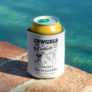 Porta-lata Noivas Western Cocktails Cowgirl Desenhada à Mão