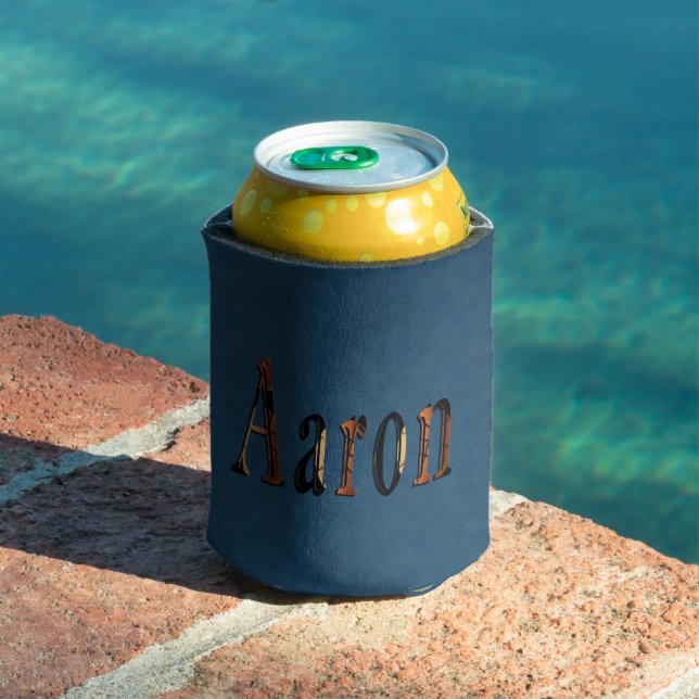 Porta-lata Nome "Aaron" No Blue Denim Pode Resfriar (Piscina in situ)