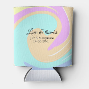 Porta-lata Nome colorido do casamento de mármore com amor e o
