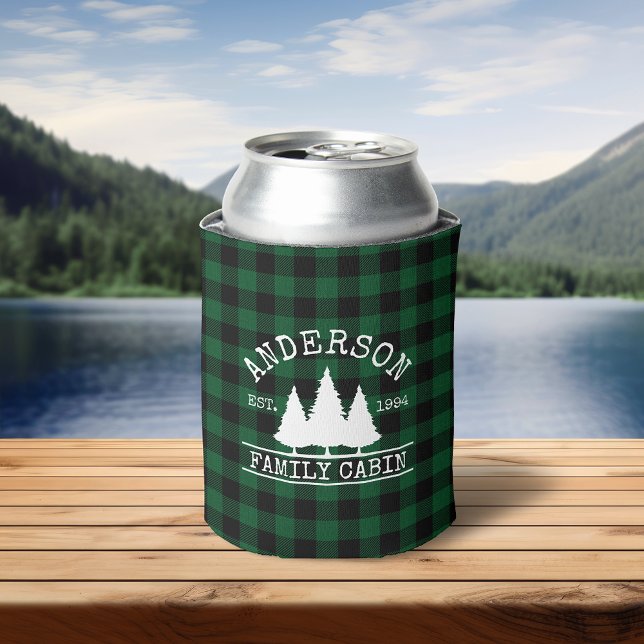 Porta-lata Nome da Família Cabina Xadrez Verde Buffalo (Customize to change text size or text style.)