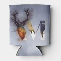 Nome da Família Deer M Monograma Azul Nome da Cabi