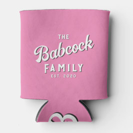 Porta-lata Nome da Família Retrô Rosa & Ano