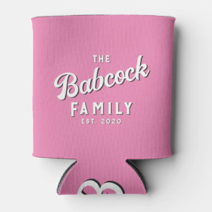 Porta-lata Nome da Família Retrô Rosa & Ano