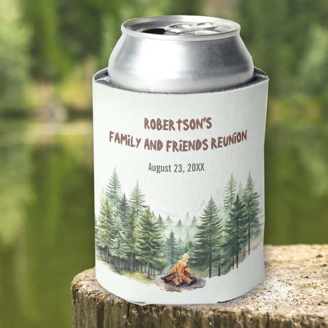 Porta-lata Nome da Reunião Familiar Forest Campfire Green (Family Reunion Name Forest Campfire Green Can Cooler)
