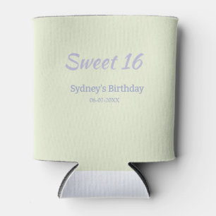 Porta-lata Nome de 16º aniversário roxo verde pastel em negri