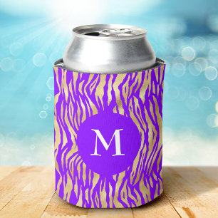 Porta-lata Nome de Monograma Chic Glam Estampa Animal Dourado