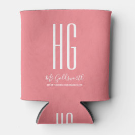 Porta-lata Nome de Monograma Personalizado Negócios Rosa Cora