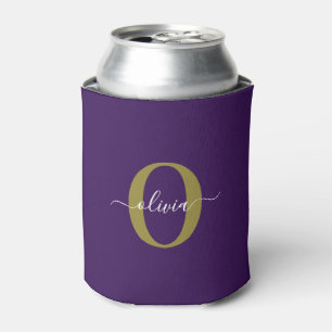 Porta-lata Nome de Script Monograma Personalizado Branco Puro