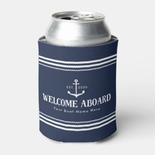 Porta-lata Nome do barco ano personalizado Azul Marinho Bem-v