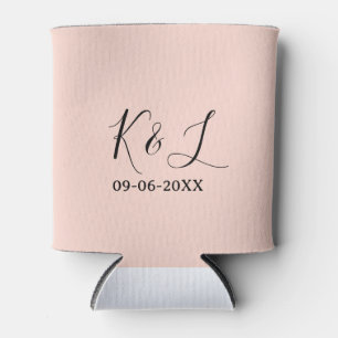 Porta-lata nome do casal de casamento letra data fundo pastel