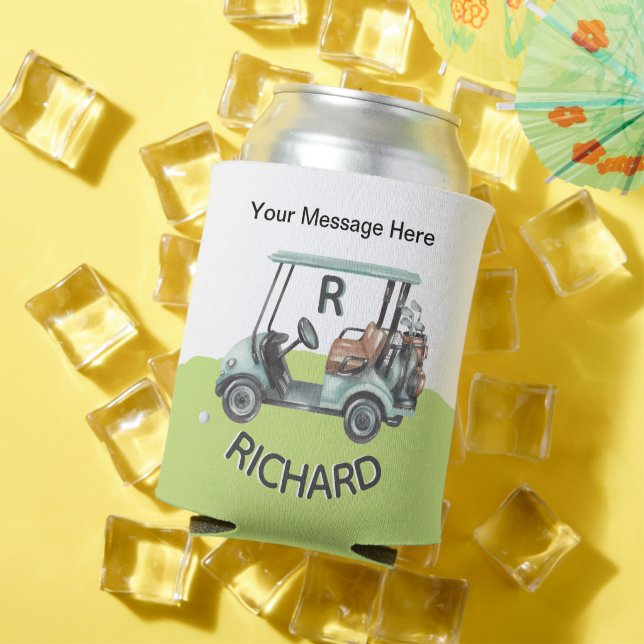 Porta-lata Nome do Monograma da Mensagem do Carrinho de Golf  (Verão in situ)