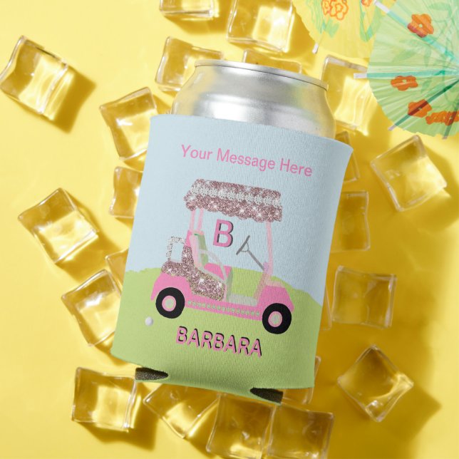 Porta-lata Nome do Monograma da Mensagem do Carrinho de Golf  (Verão in situ)