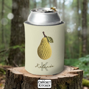 Porta-lata Nome do Monograma de Pear Amarelo Mínimo Moderno