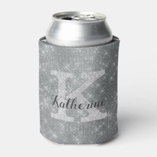 Porta-lata Nome do Monograma do Glitter Sparkle Glitter Girar